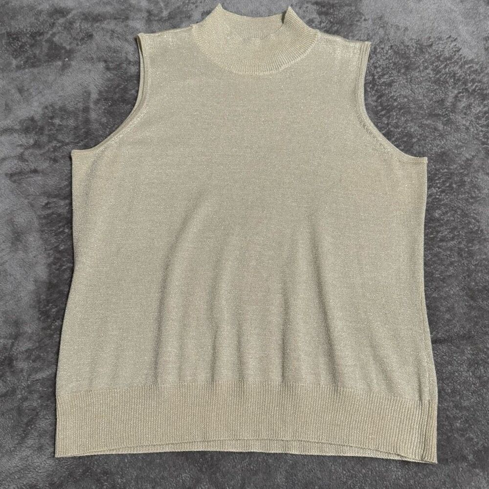 Villager Vintage 90s Shimmery Knit Sleeveless Layering Turtleneck Top L